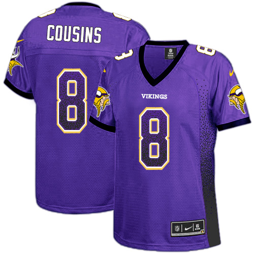 Nike Vikings #8 Kirk Cousins Purple Team Color Women's Stitched NFL Elite Drift Fashion Jersey